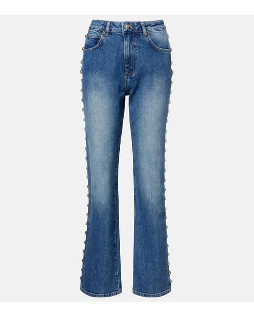 Jonathan Simkhai Blue Amelia Studded Straight Jeans