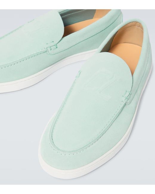 Christian Louboutin Green Varsiboat Logo-Embossed Suede Loafers for men