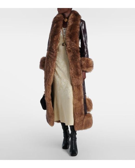 Manteau En Cuir Et Shearling Chloé en coloris Brown