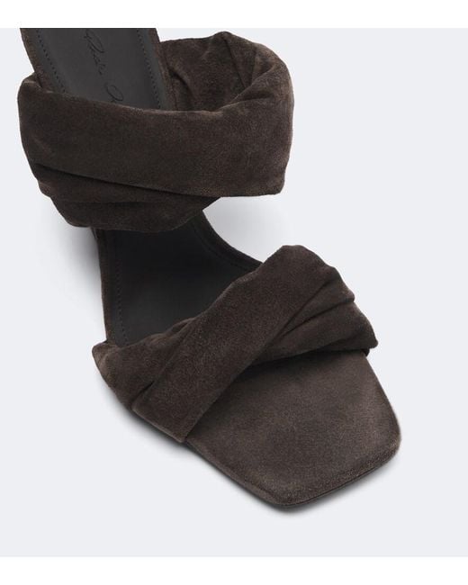 Rick Owens Black Twisted Cantilever Suede Wedge Mules