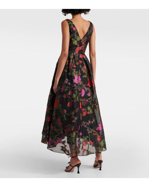 Erdem Black Bedrucktes Midikleid Aus Organza