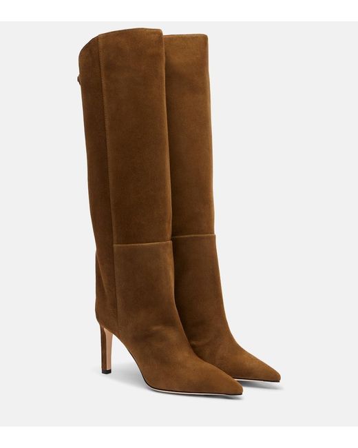 Jimmy Choo Brown Alizze 85 Suede Knee-High Boots