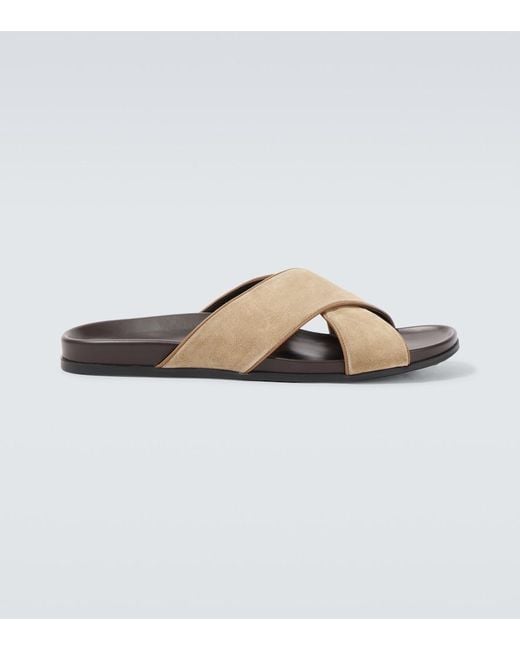 Manolo Blahnik Brown Chiltern Suede Slides for men