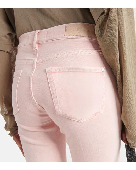 7 For All Mankind Pink Mid-Rise Bootcut Jeans