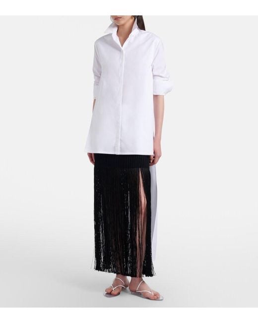 Alaïa Black Fringed Ribbed-Knit Skirt