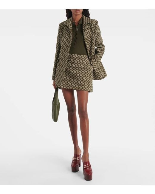 Gucci Natural Gg Cotton-Blend Boucle Mini Skirt