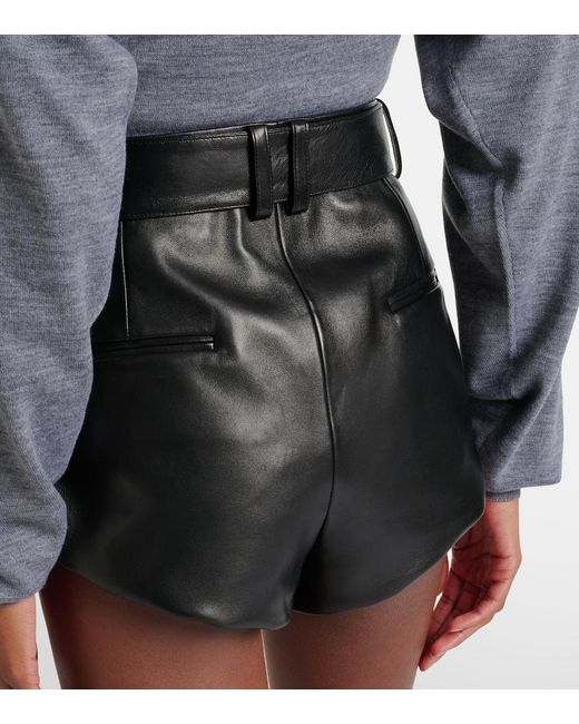 Magda Butrym Black Belted High-Rise Leather Micro Shorts