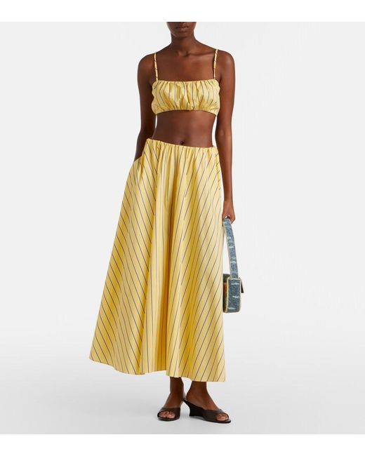 Staud Metallic Fiore Striped Cotton Crop Top