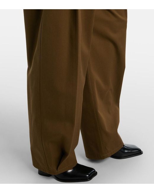 Loewe Brown Belted Pleated High-Rise Cotton And Silk Wide-Leg Pants