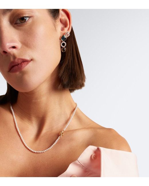 David Yurman White Pearl Classics Petite 18Kt Necklace With Freshwater Pearls And Diamonds