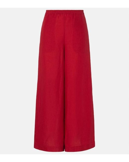 Eres Red Select Linen Wide-Leg Pants