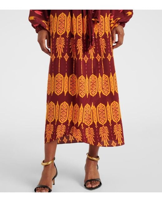 Johanna Ortiz Red Printed Silk Wrap Dress