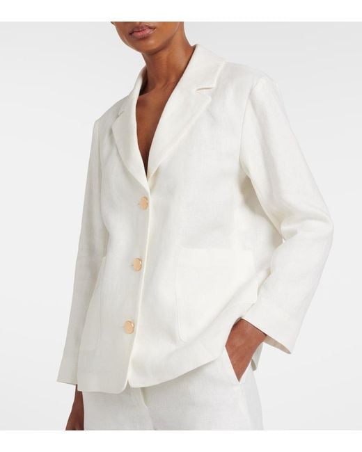 Max Mara White Max Mara Carlotta Linen Blazer