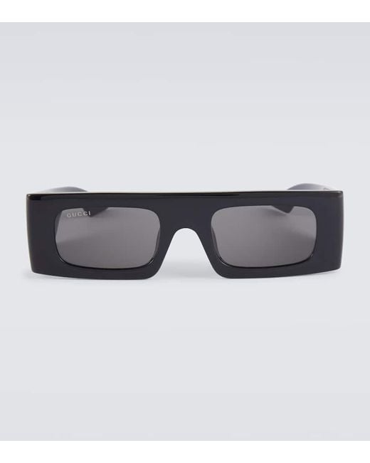 Gucci Gray Fashion Show Rectangular Sunglasses for men