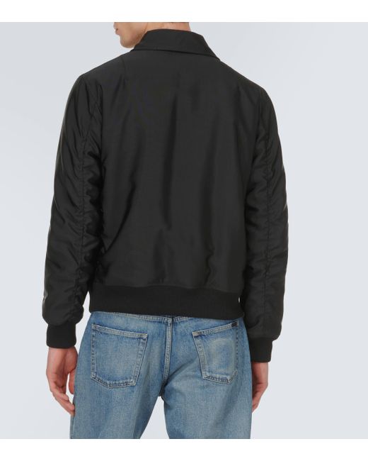 Saint Laurent Black Faille Bomber Jacket for men
