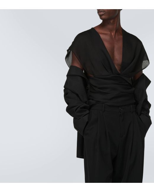Echarpe en soie Saint Laurent pour homme en coloris Black