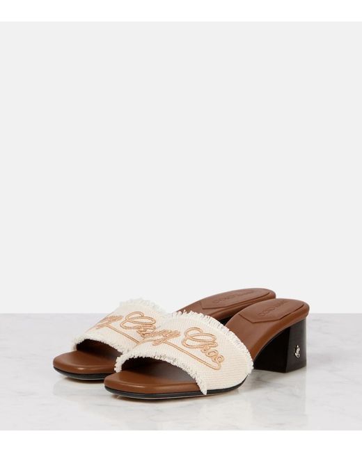 Jimmy Choo Brown Joa Embroidered Mules