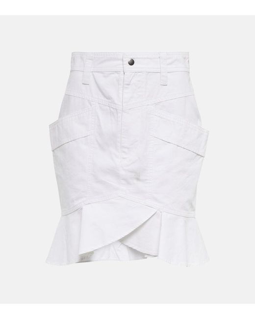 Isabel Marant White Regane Ruffle Cotton Skirt