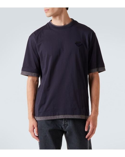 Prada Blue Cotton Jersey T-Shirt for men