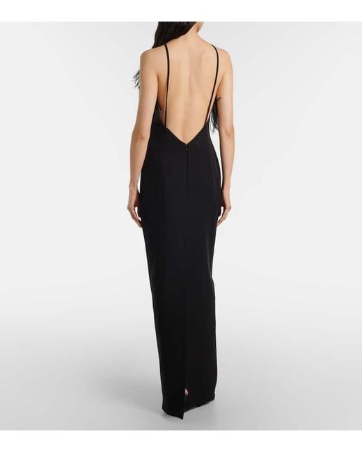 Abito Lungo Con Piume di The Attico in Black