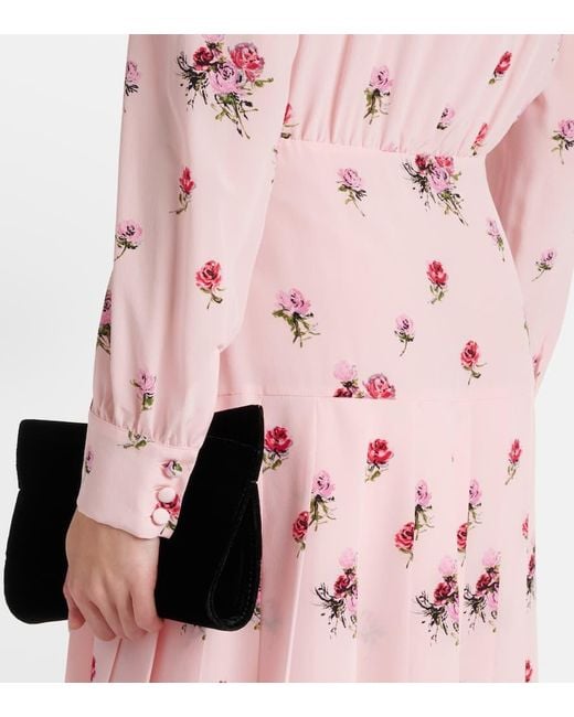 Alessandra Rich Pink Bedrucktes Midikleid Aus Seide