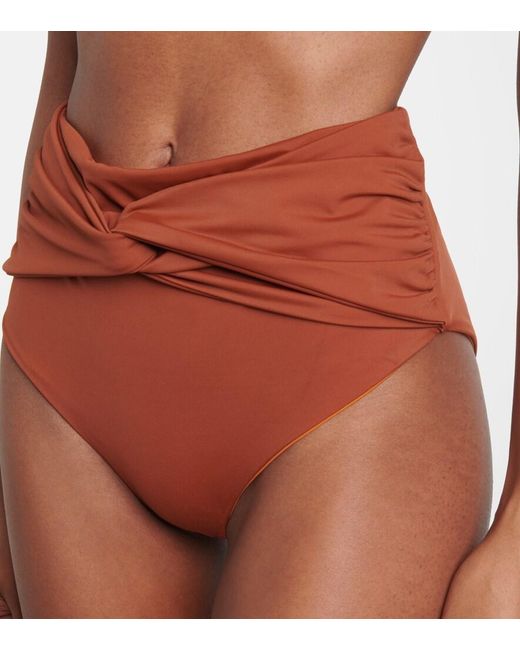 Johanna Ortiz Gathered High-Rise Bikini Bottoms