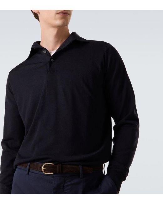 Lardini Blue Virgin Wool Polo Sweater for men