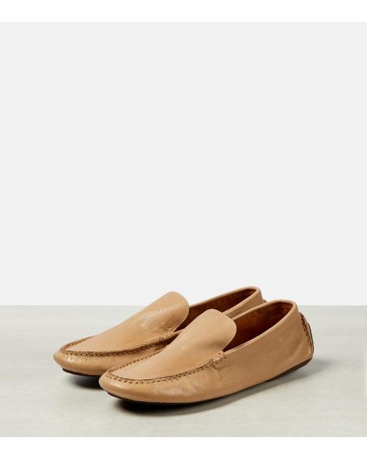 The Row Natural Lucca Leather Moccasins