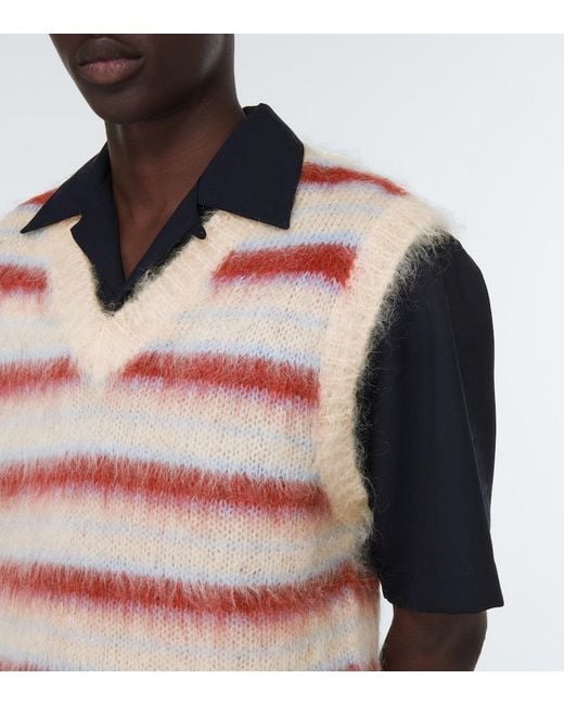 Marni Pink Striped Wool-Blend Sweater Vest for men