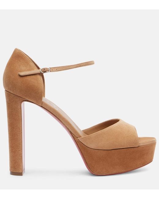 Christian Louboutin Brown Sandaloo 130 Suede Platform Sandals