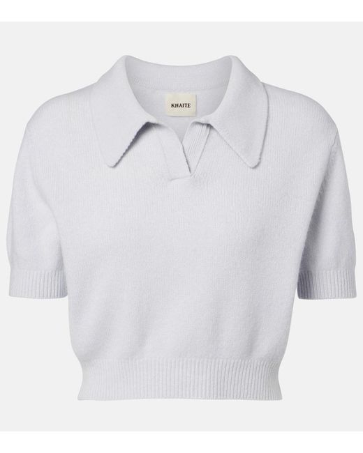 Khaite White Leni Wool And Cashmere Top
