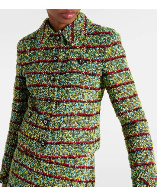 Gucci Green Striped Tweed Jacket