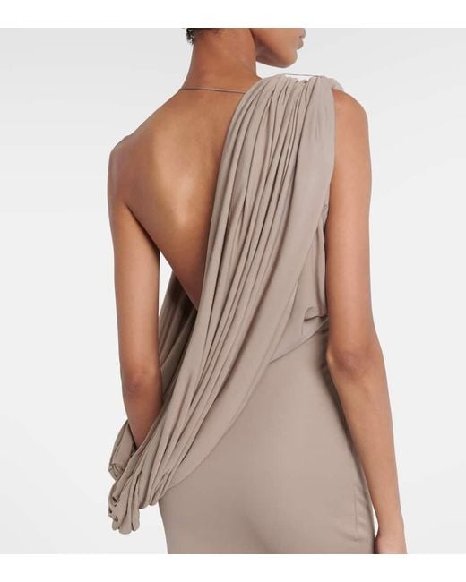 Christopher Esber Natural Aiba Draped One-Shoulder Jersey Gown