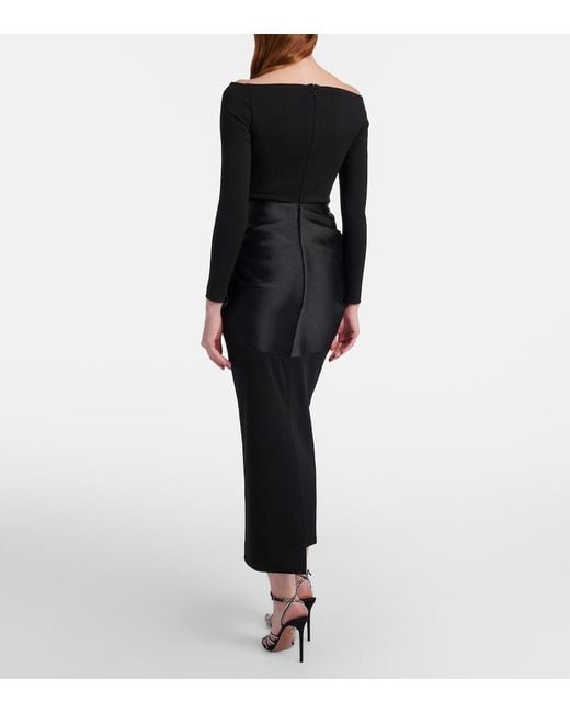 Solace London Black Rhianne Satin-Trimmed Cocktail Dress