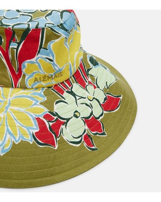 ALÉMAIS Green Solstice Floral Cotton Sun Hat