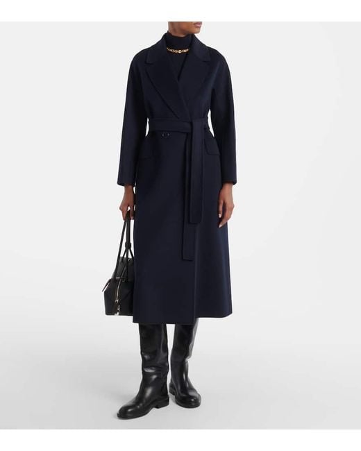Max Mara Blue Mantel Aus Schurwolle