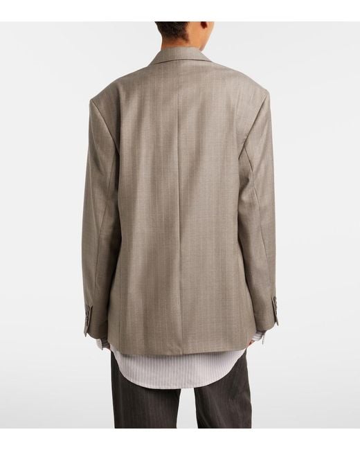 Acne Gray Striped Wool Jacket