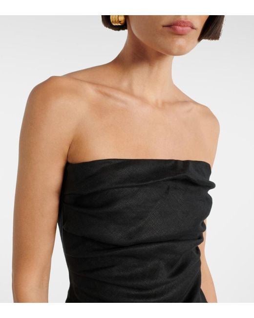 Faithfull The Brand Black Hedy Strapless Linen Maxi Dress