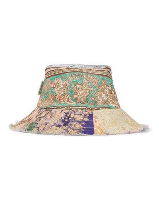 Zimmermann Paisley Frayed Linen Bucket Hat | Lyst UK