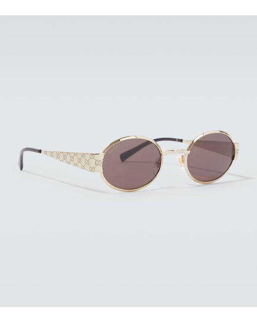 Gucci Brown Gg Oval Sunglasses for men
