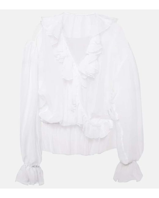 Dolce & Gabbana White Bluse aus Seidenchiffon