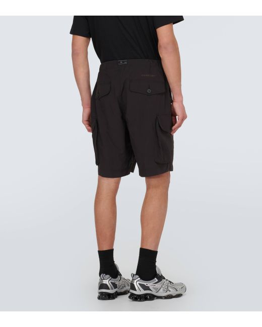 And Wander Black Oversized Cargo Shorts for men