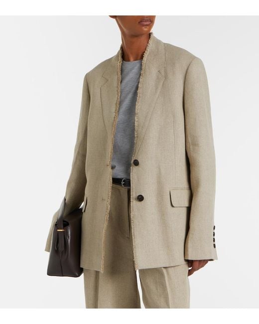 Totême Natural Frayed Linen Blazer