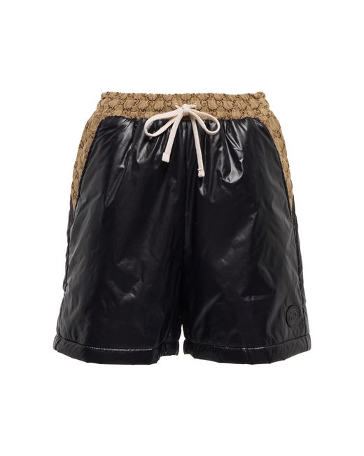 Gucci Canvastrimmed Faux Leather Shorts in Black Lyst