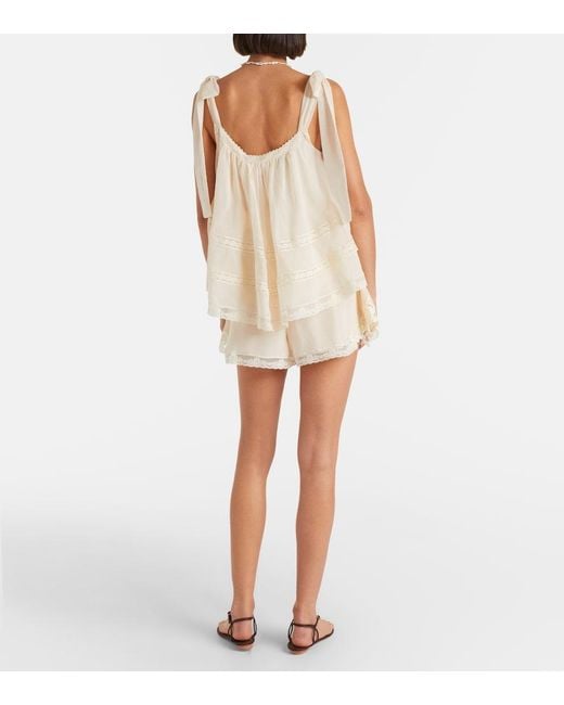 Zimmermann Natural Awaken Lace-Trimmed Cotton And Silk Shorts