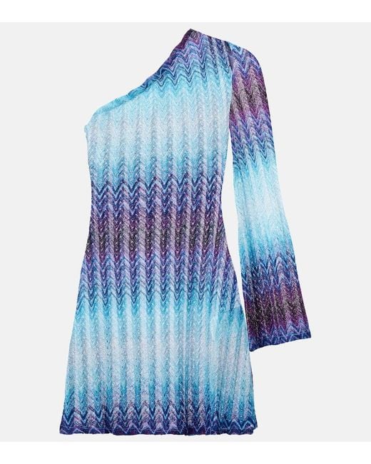 Vestido De Playa Asimetrico De Lame Missoni de color Blue