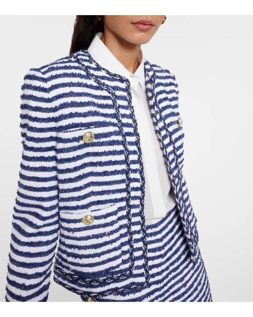 Rebecca Vallance Blue Matteo Striped Boucle Jacket
