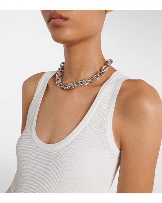 Max Mara White Ribbed-Knit Jersey Tank Top