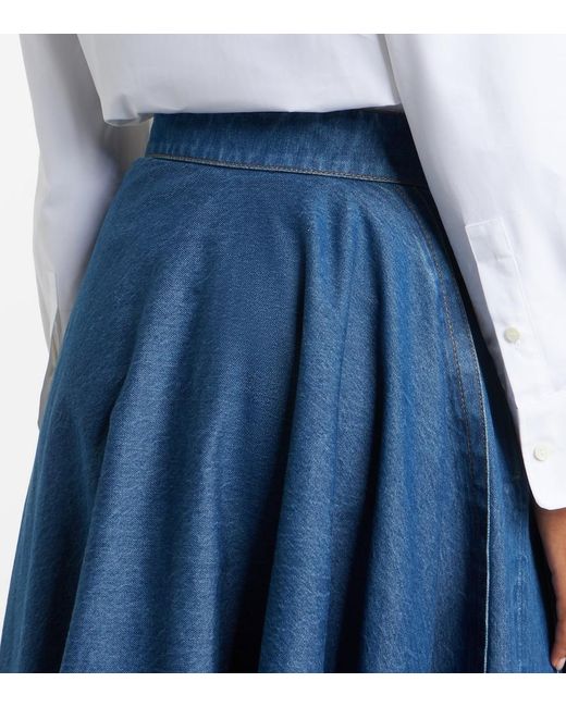 Givenchy Blue Asymmetric Denim Midi Skirt
