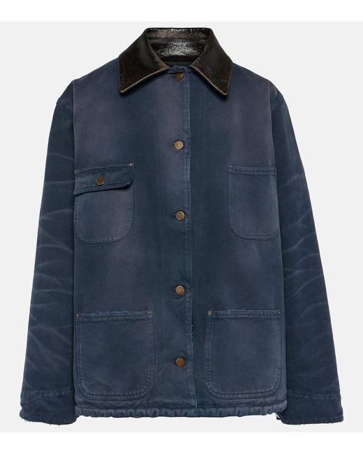 Prada Blue Oversize-Jacke aus Baumwoll-Canvas